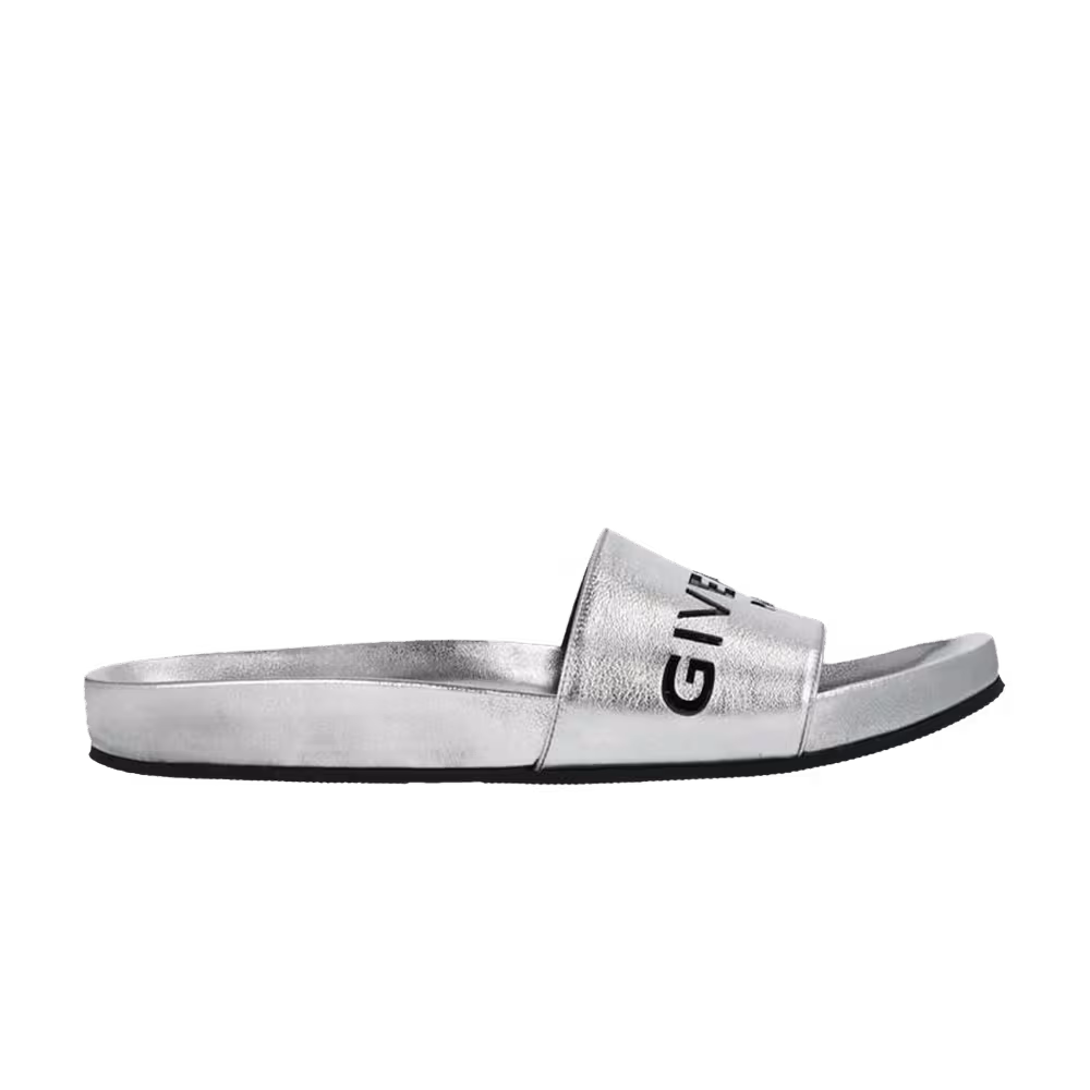 Givenchy Pool Slides Metallic Silver
