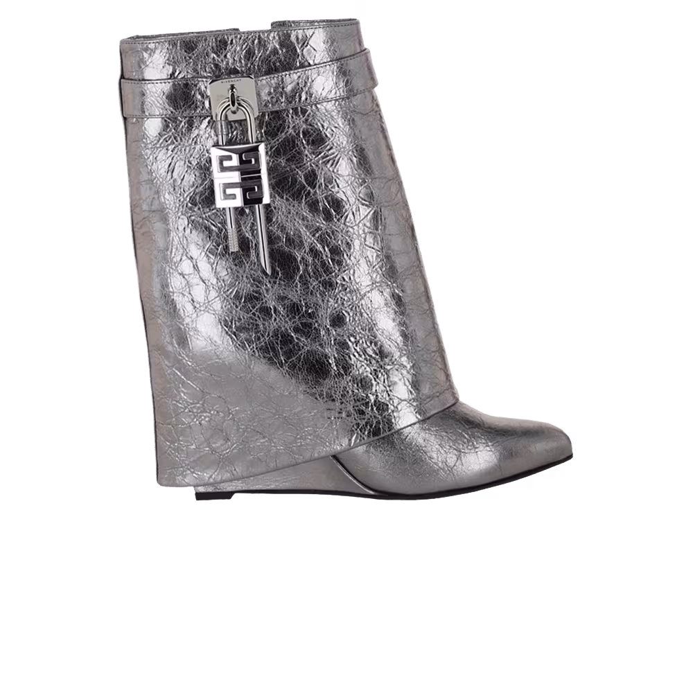 Givenchy Women's Shark Lock Ankle Boot Silver Grey