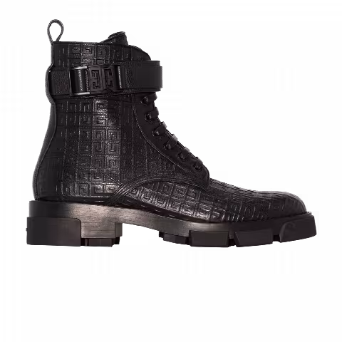 Givenchy Terra Lace-Up Combat Boot '4G Buckle - Black'