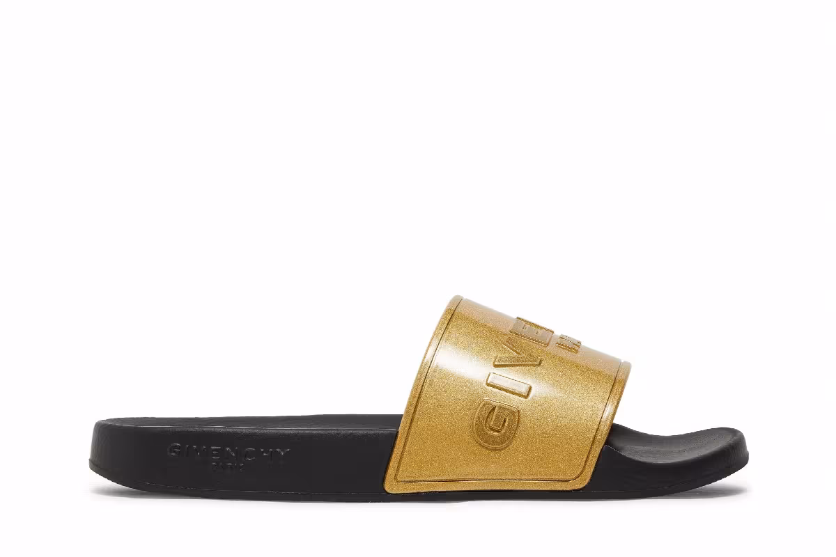 Givenchy Logo Slide Metallic Golden, view 2
