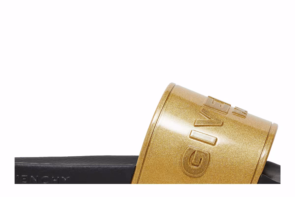 Givenchy Logo Slide Metallic Golden, view 3