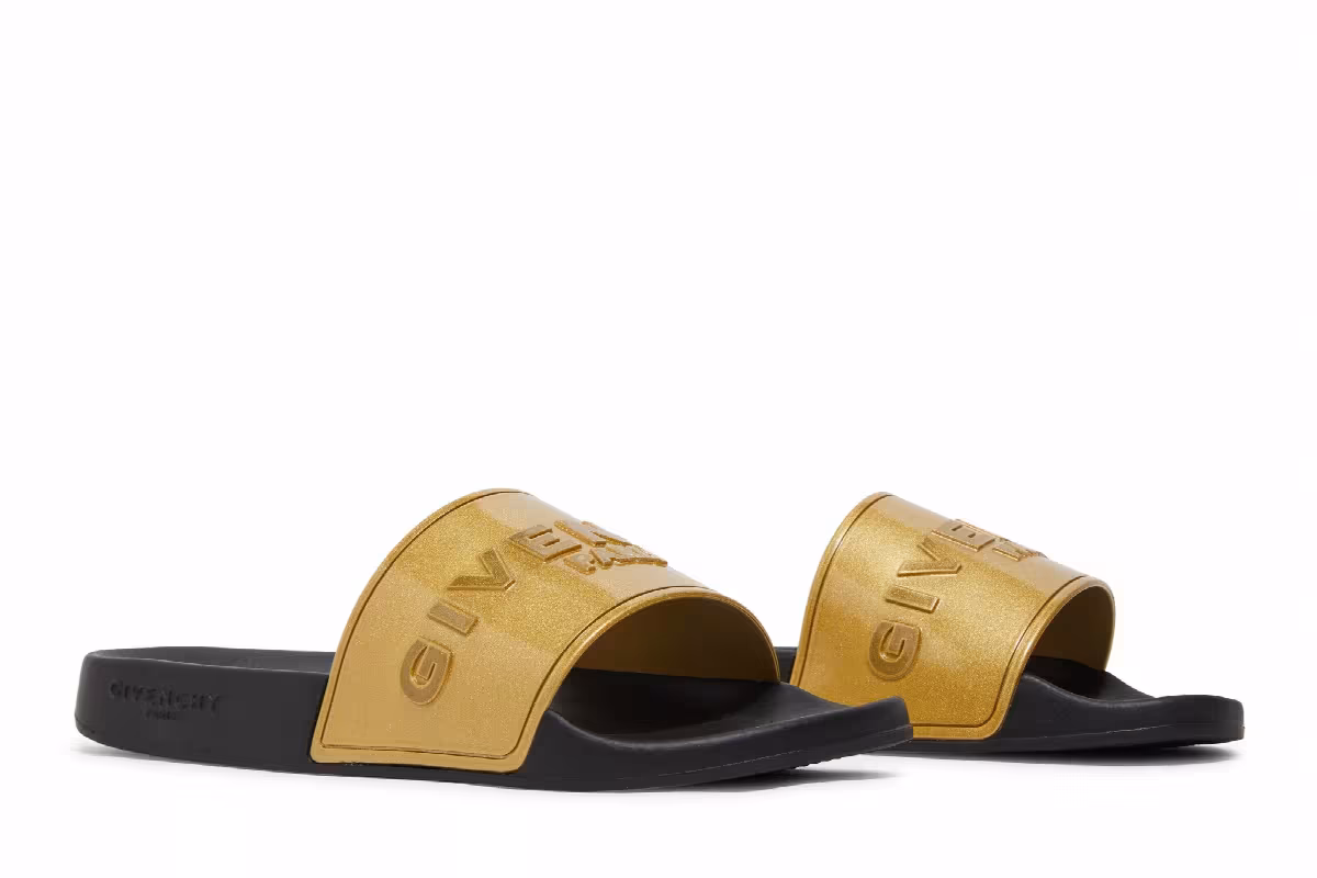 Givenchy Logo Slide Metallic Golden, view 9