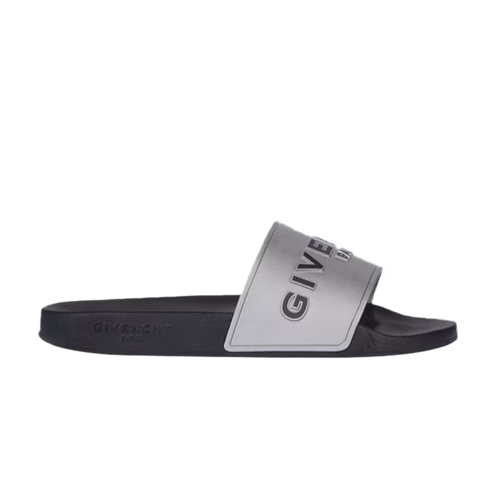 Givenchy Women's Logo Slide Metallic Silver