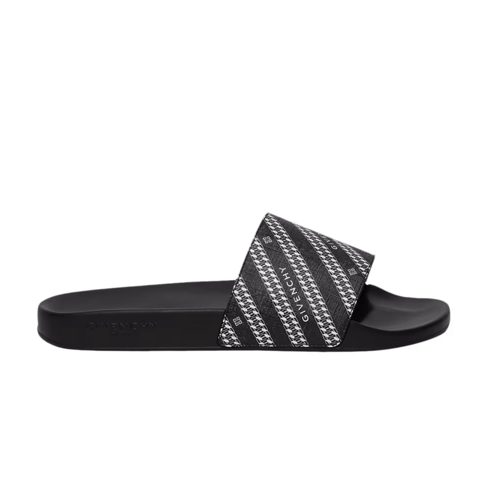 Givenchy Chain Logo Slide Black White