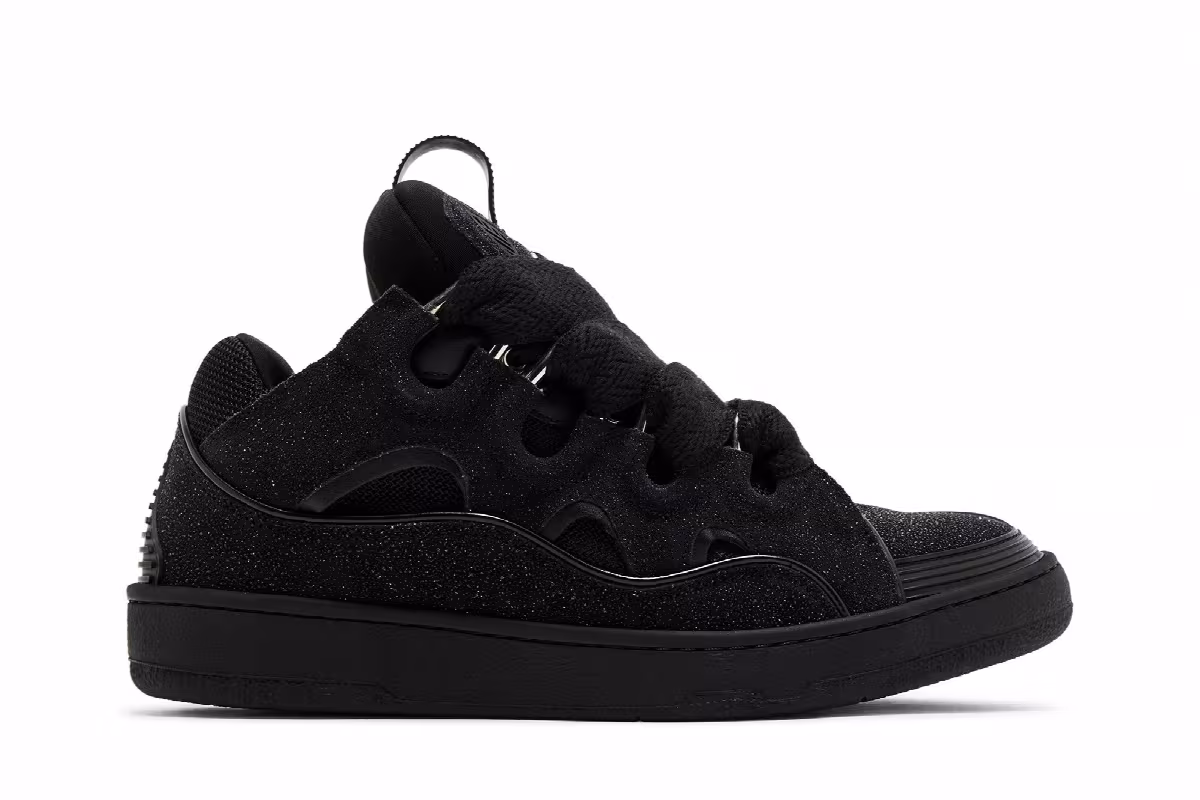 Lanvin Curb Sneakers Black Glitter, view 2