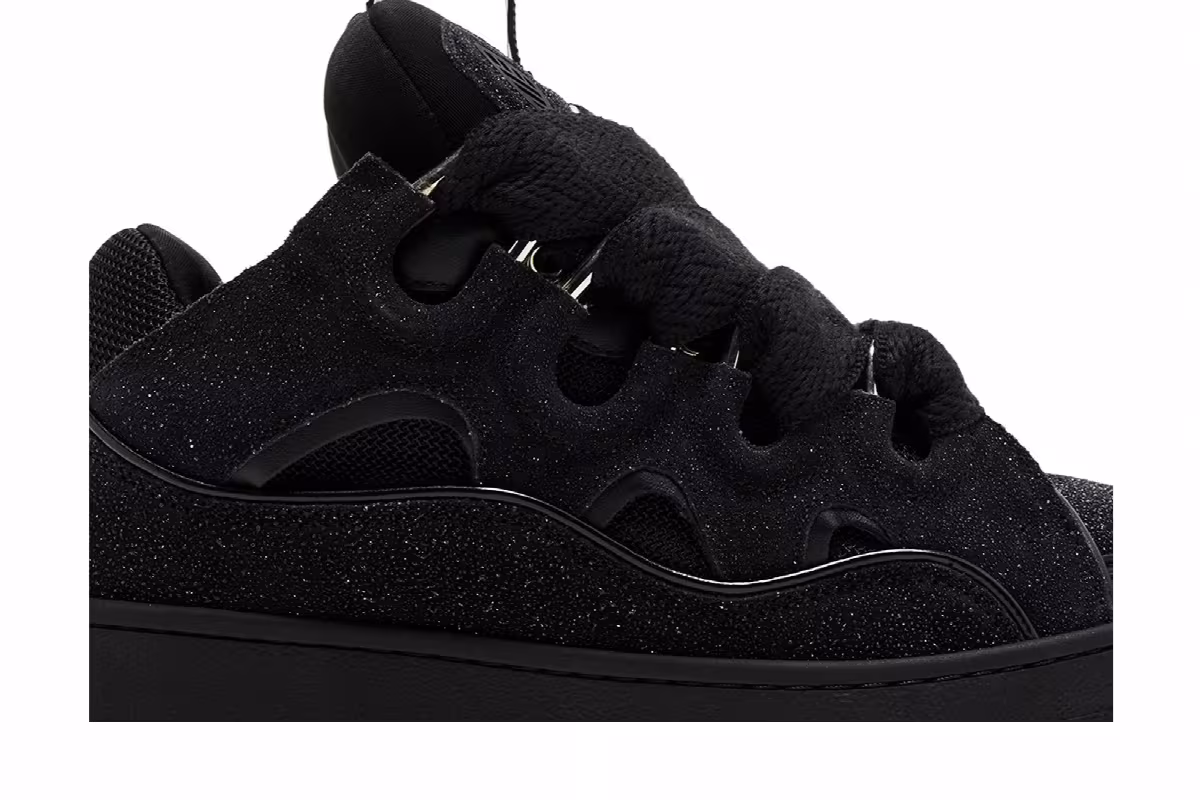 Lanvin Curb Sneakers Black Glitter, view 3