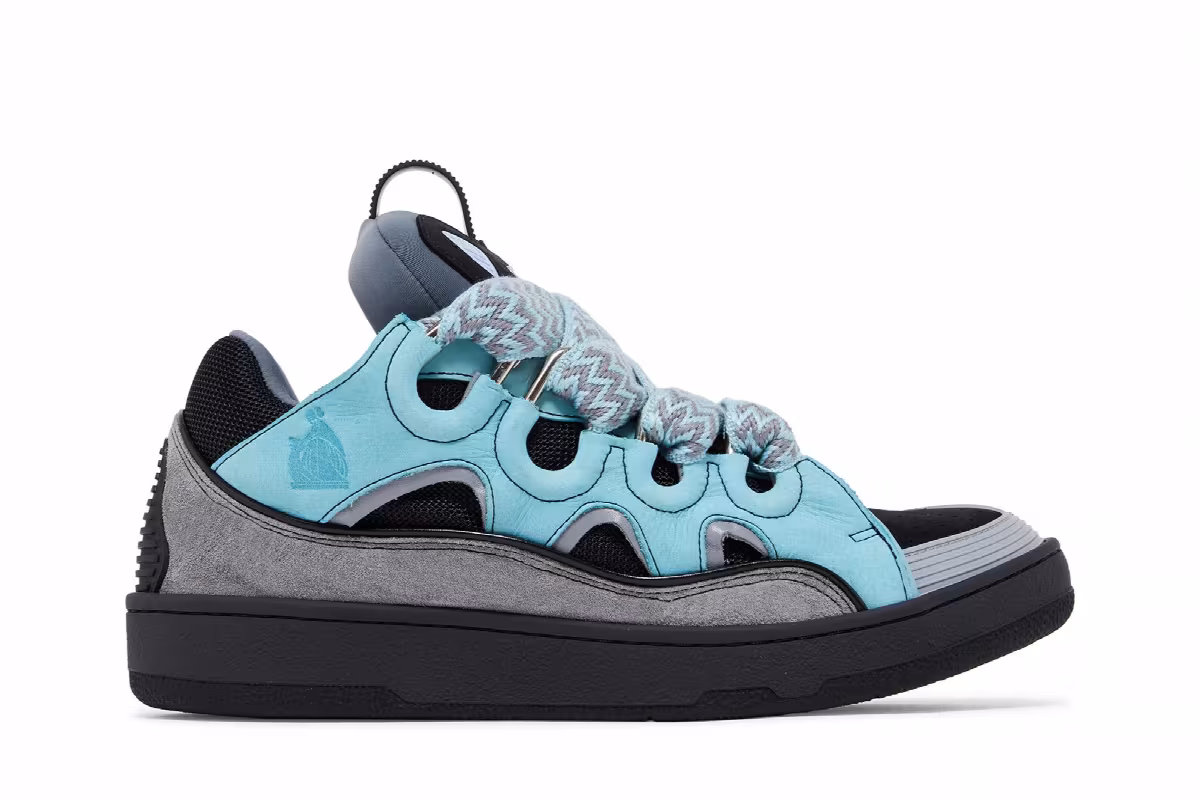 Lanvin Curb Sneakers Light Blue Anthracite, view 2