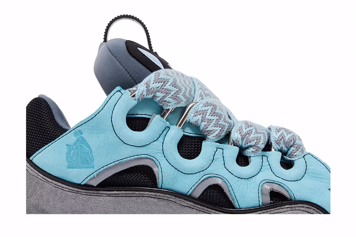 Lanvin Curb Sneakers Light Blue Anthracite, view 3