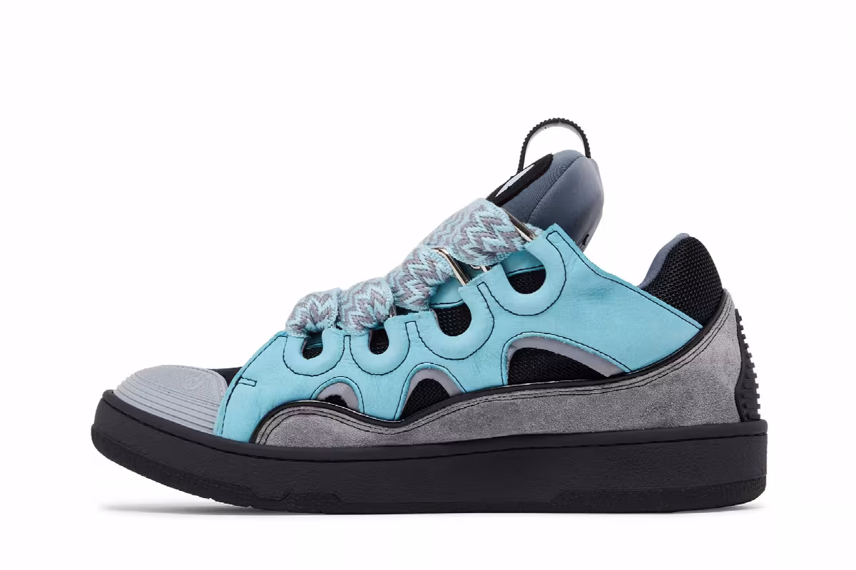 Lanvin Curb Sneakers Light Blue Anthracite, view 4
