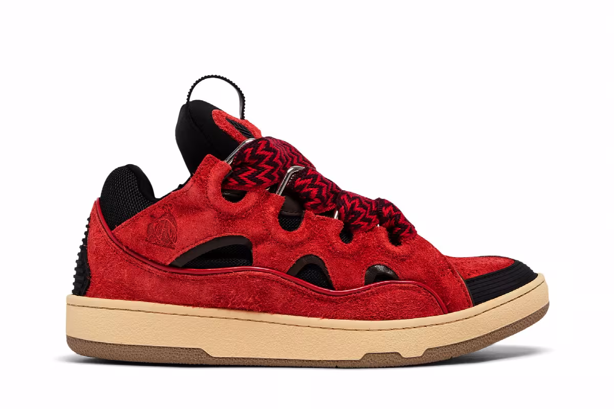Lanvin Curb Sneakers Poppy Red Black, view 2