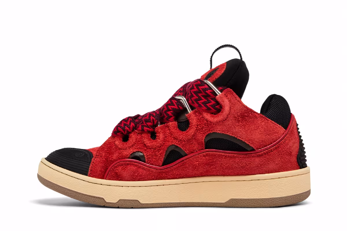 Lanvin Curb Sneakers Poppy Red Black, view 4
