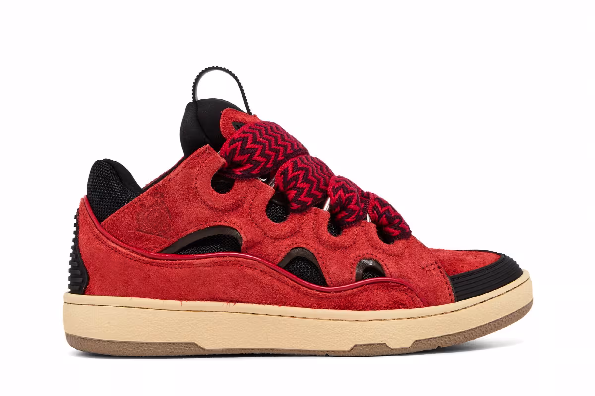 Lanvin Women's Curb Sneakers Poppy Red Black, view 2