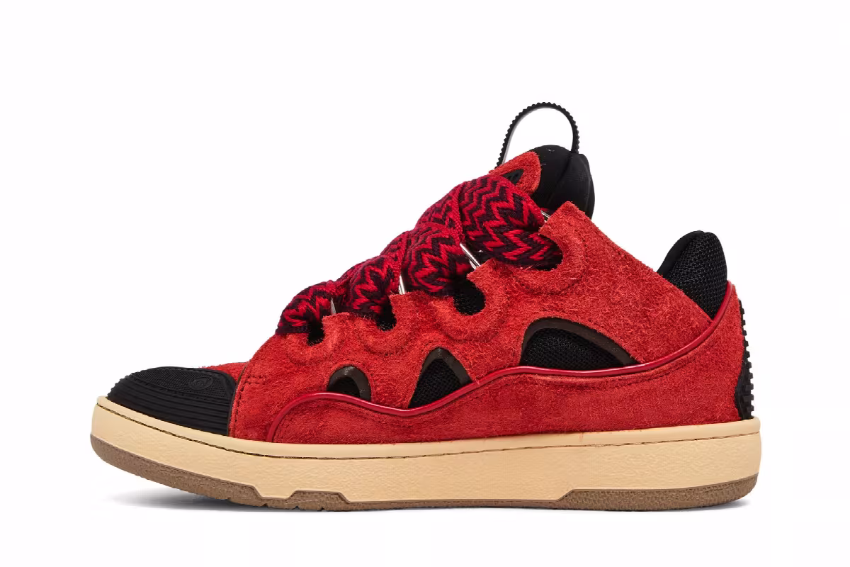 Lanvin Women's Curb Sneakers Poppy Red Black, view 4