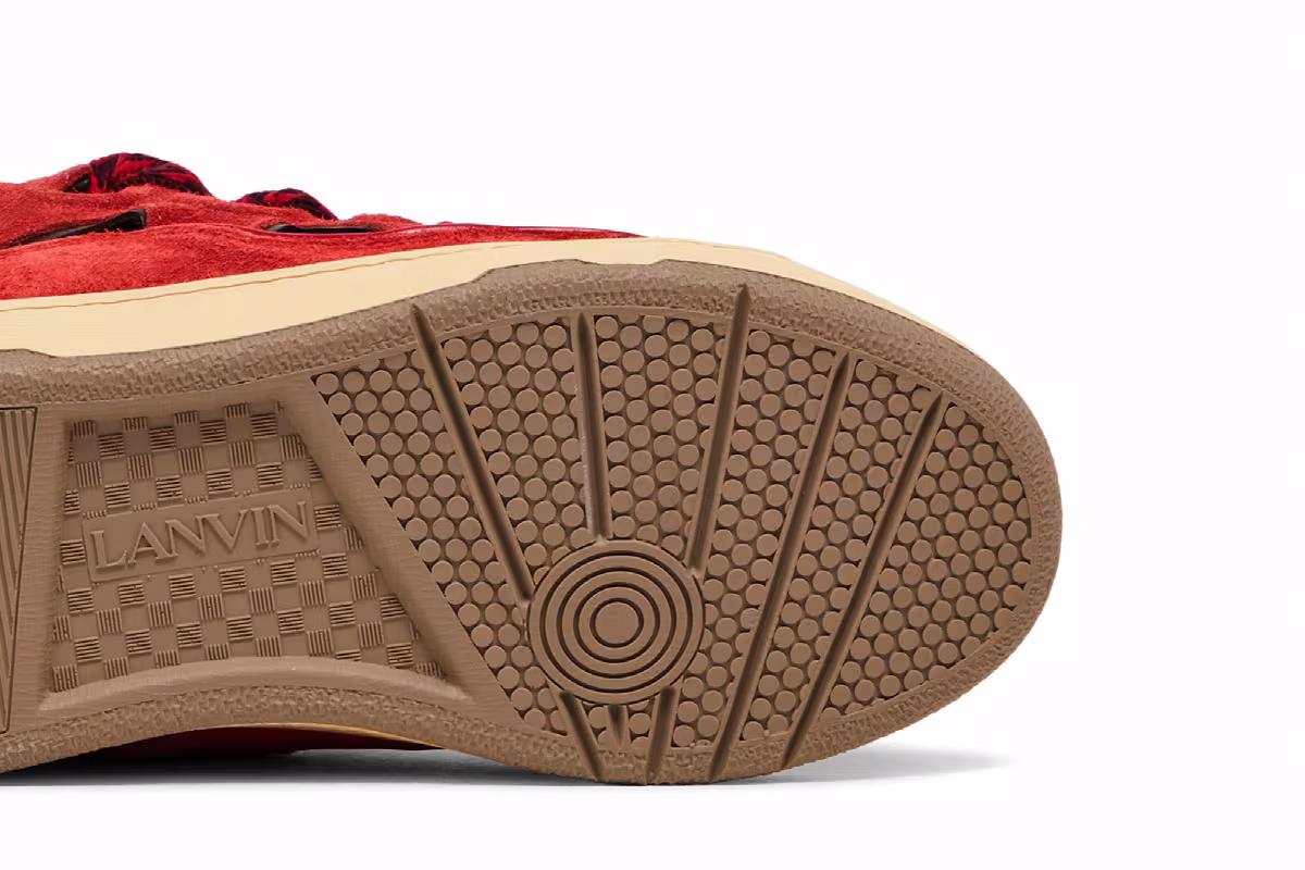 Lanvin Women's Curb Sneakers Poppy Red Black, view 6