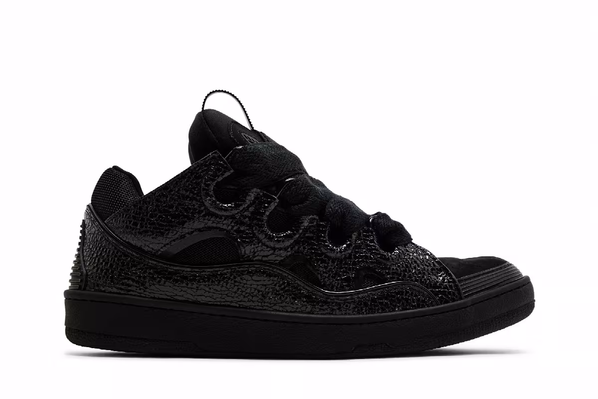 Lanvin Curb Sneakers Black Crinkled, view 2