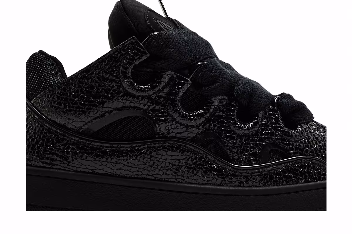 Lanvin Curb Sneakers Black Crinkled, view 3