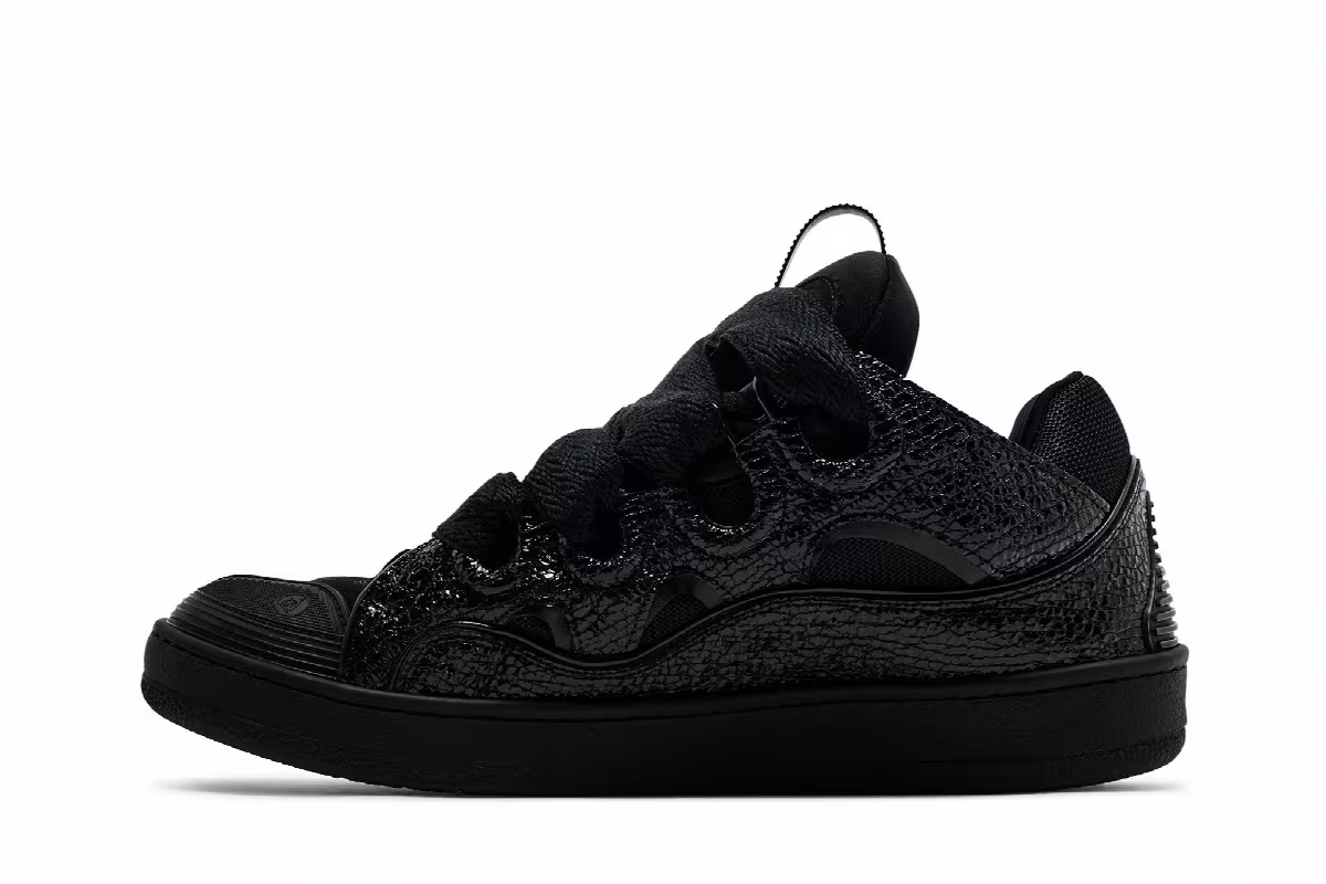 Lanvin Curb Sneakers Black Crinkled, view 4
