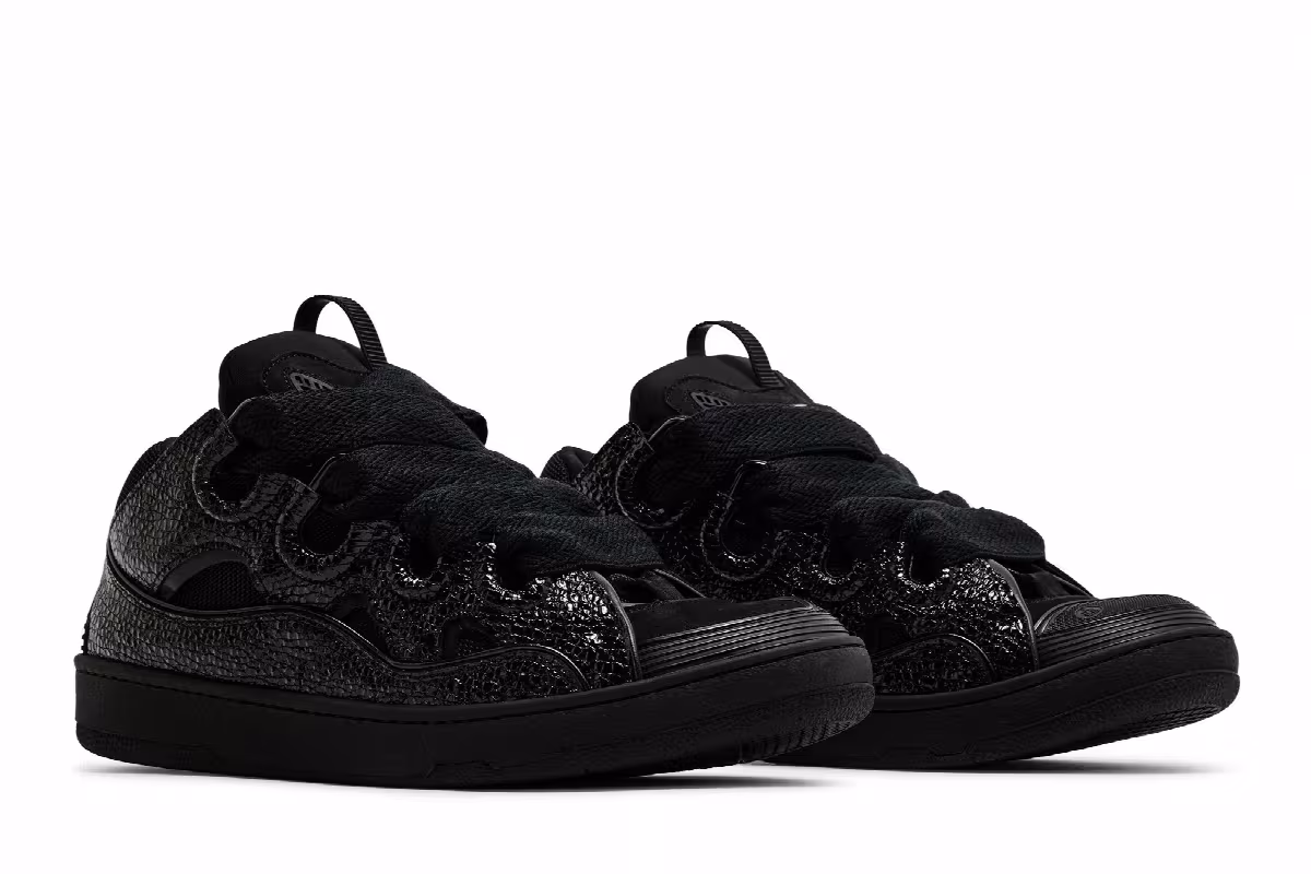 Lanvin Curb Sneakers Black Crinkled, view 9