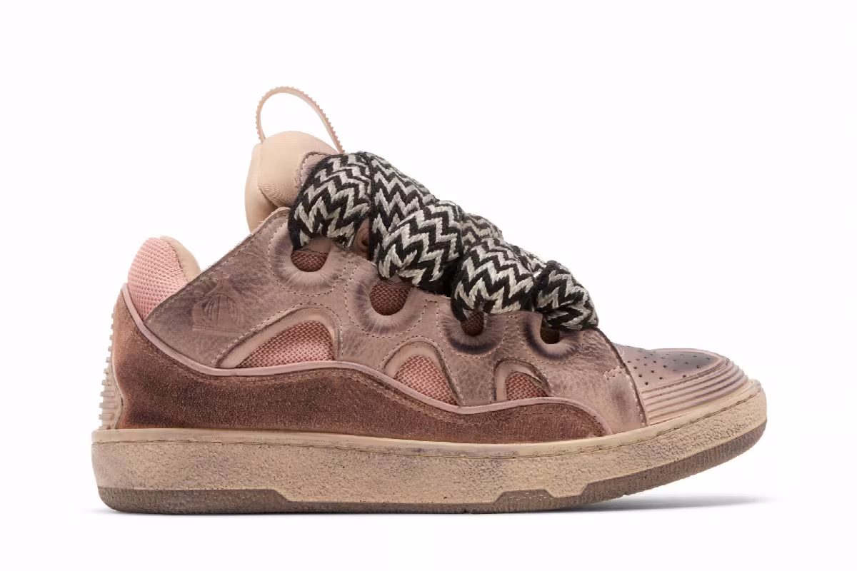 Lanvin Women's Curb Sneakers Distressed - Pink, view 2