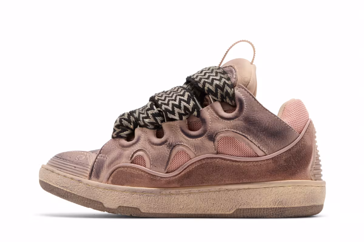 Lanvin Women's Curb Sneakers Distressed - Pink, view 4