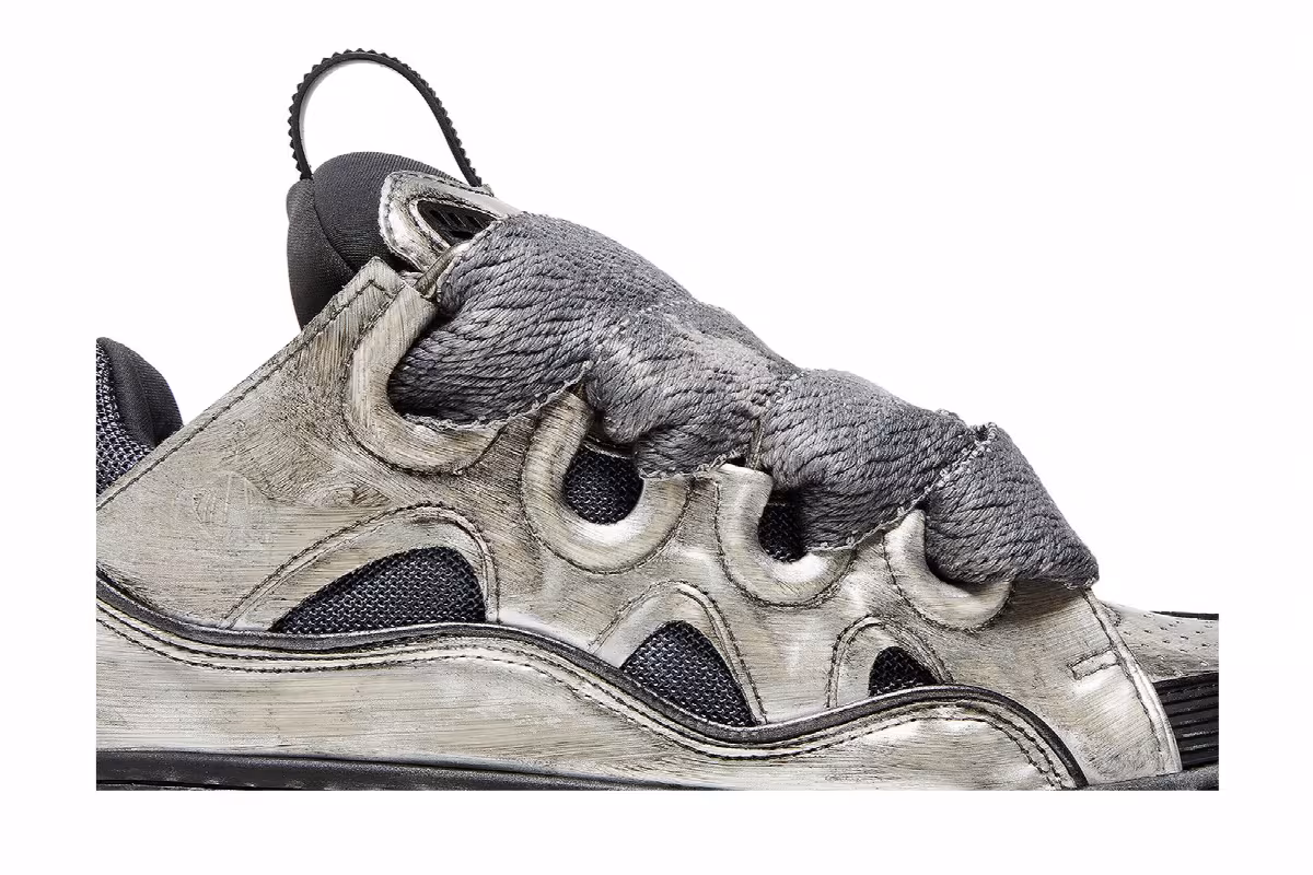 Lanvin Women's Curb Sneakers Silver Black, view 3