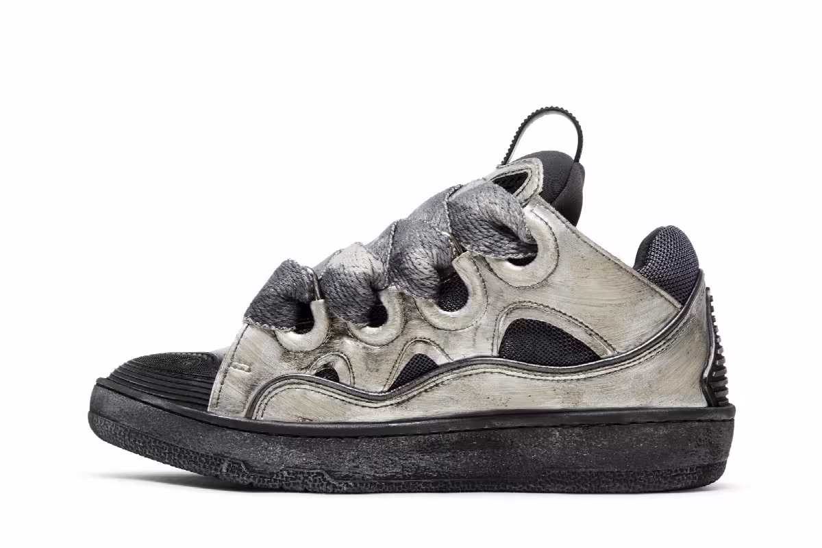 Lanvin Women's Curb Sneakers Silver Black, view 4