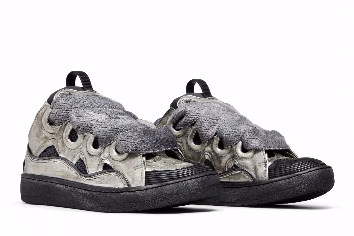 Lanvin Women's Curb Sneakers Silver Black, view 9
