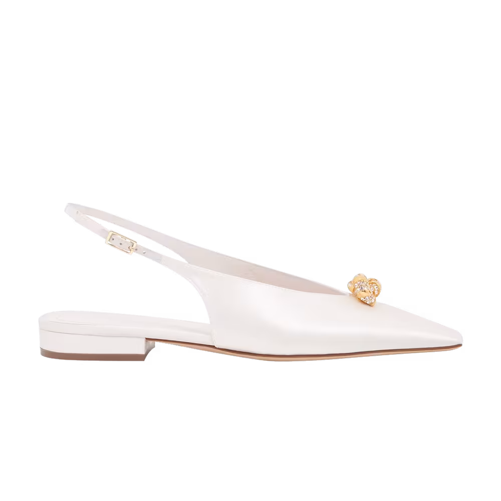 Lanvin Women's Satin Swing Slingback Mule Sandal White Melody Jewel