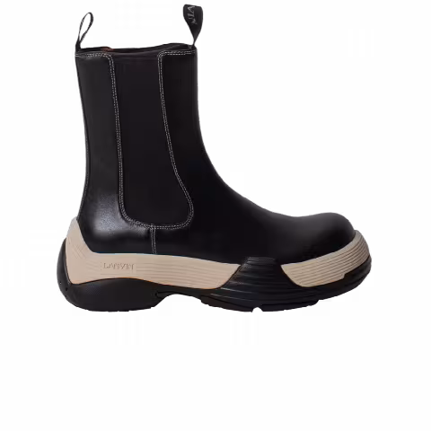 Lanvin Wmns Flash-X Bold Chelsea Leather Boot 'Black Cream'