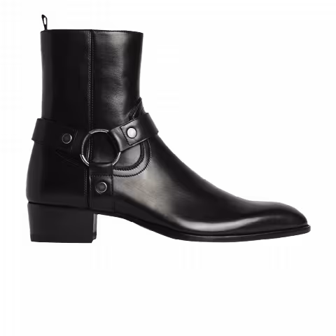 Saint Laurent Wyatt 40mm Leather Harness Boot 'Black'