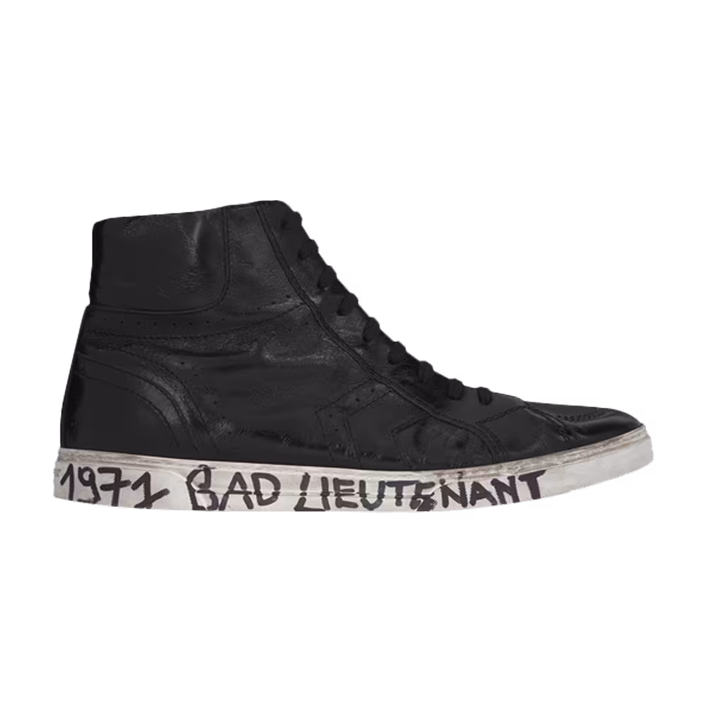Saint Laurent Joe Mid Top Sneaker Black Worn Moroder Leather