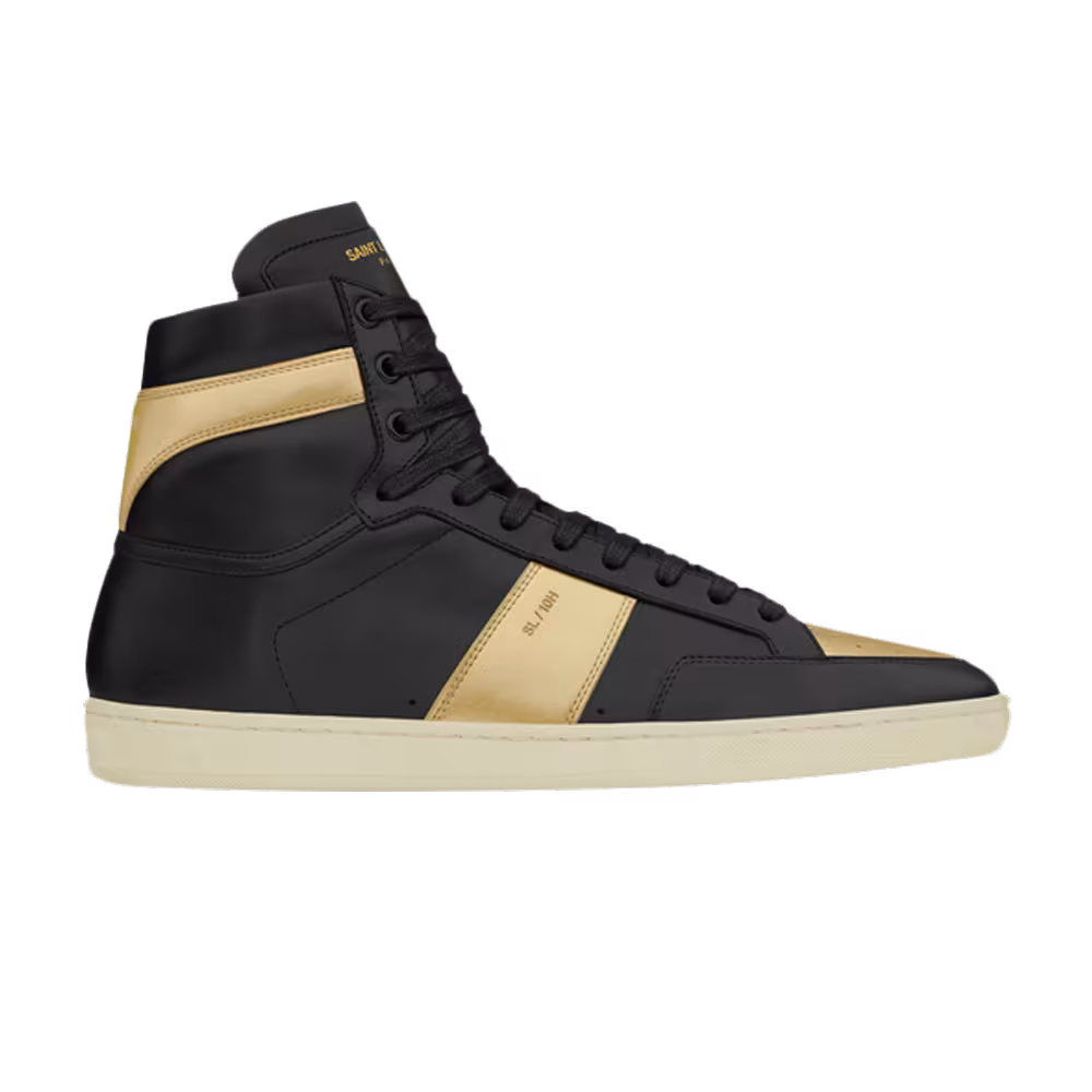 Saint Laurent Signature Court Classic SL/10H High Top Sneaker Black Gold