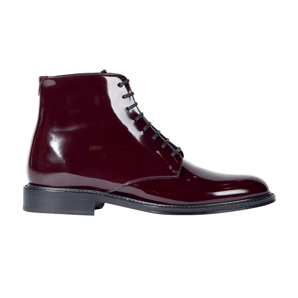Saint Laurent Army 20 Lace Up Boot Burgundy