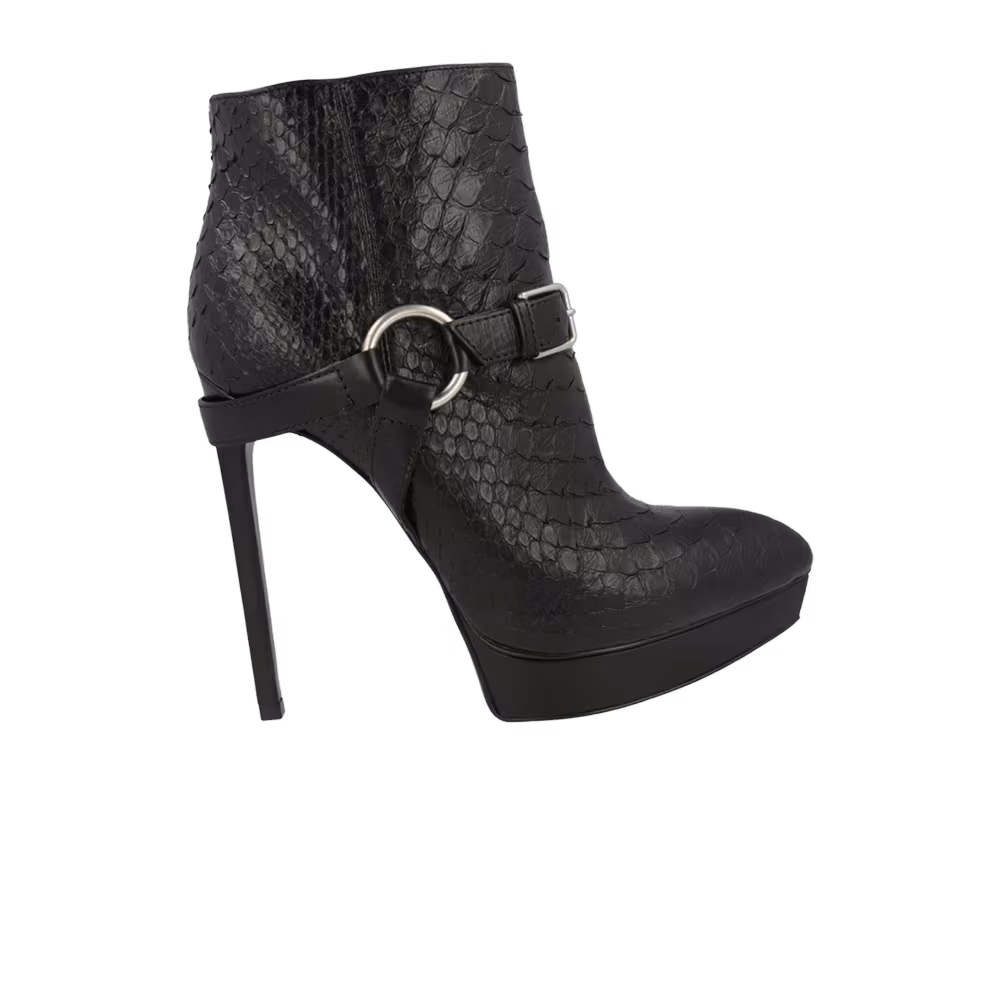 Saint Laurent Women's Janis Python Ankle Boot Black