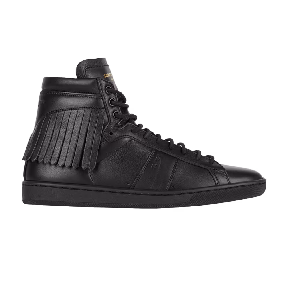 Saint Laurent Fringe Leather High Top Black