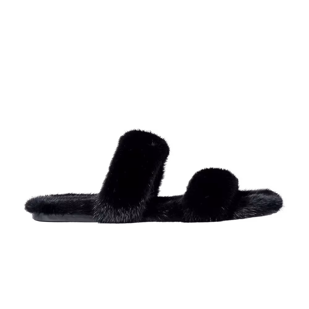 Saint Laurent Bleach Slides Mink Black