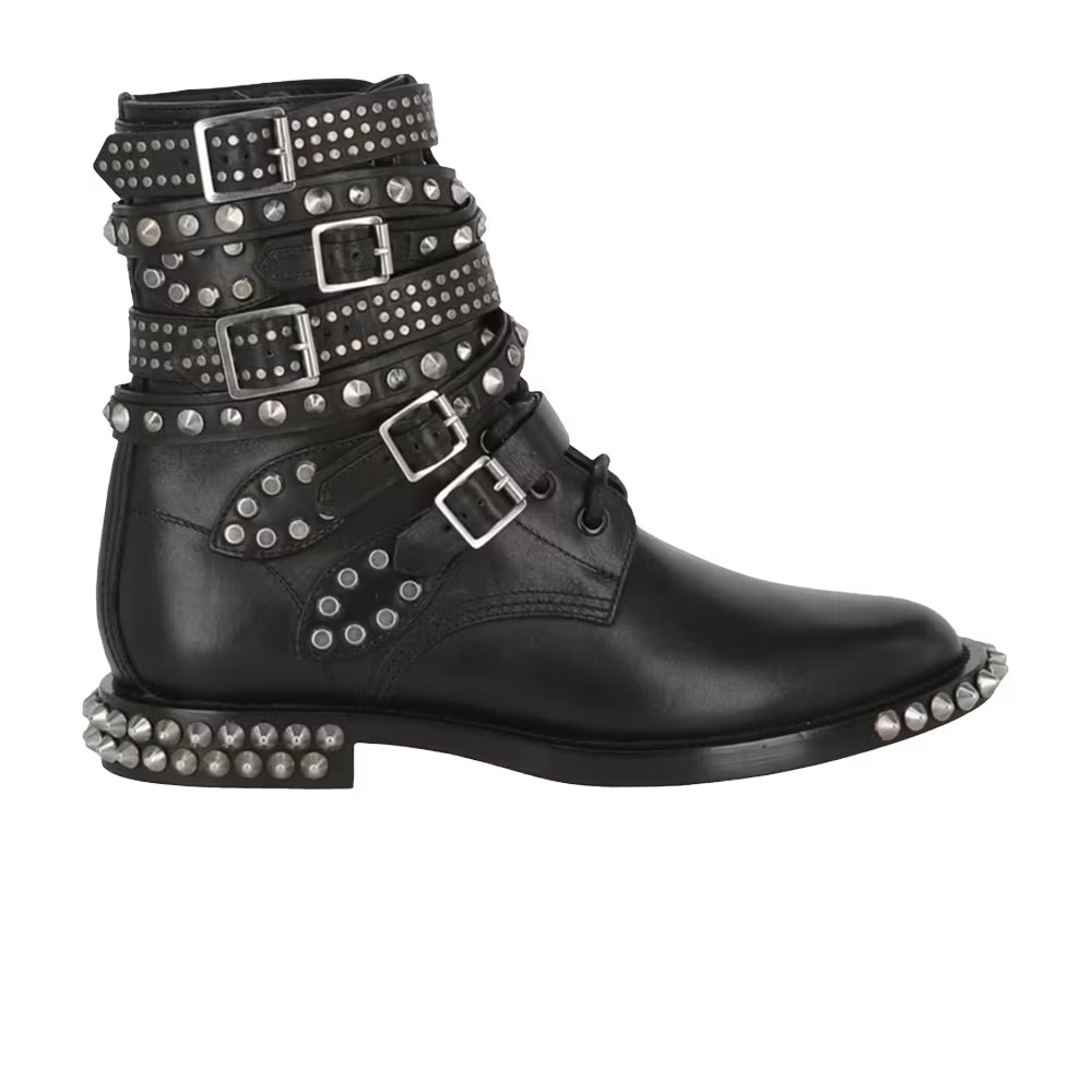 Saint Laurent Women's Studded Ranger Combat Boot Black