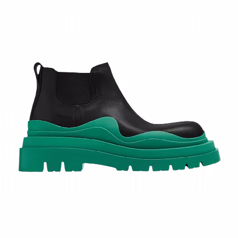 Bottega Veneta Wmns Tire Cropped Boot 'Black Acid Turquoise'