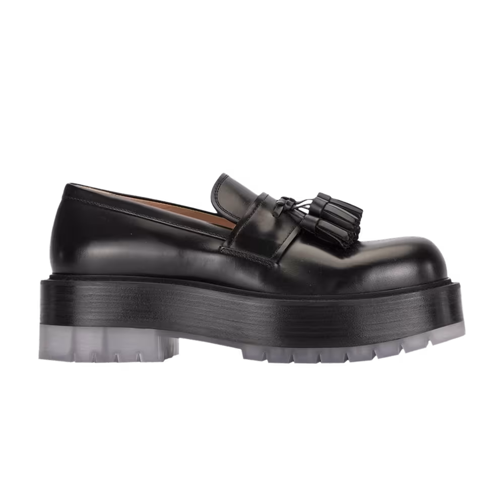 Bottega Veneta The Stilt Tasselled Platform Leather Loafer Black