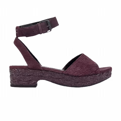 Bottega Veneta Wmns Luxe Kid Suede Ankle Strap Sandal 'Burgundy'