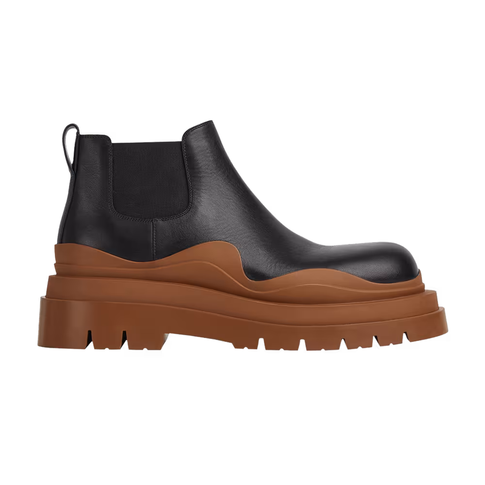 Bottega Veneta Tire Cropped Boot Black Cognac