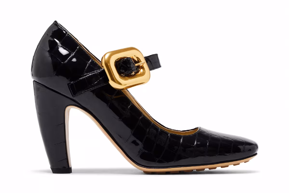 Bottega Veneta Women's Mostra Mary-Jane Heels Black, view 2