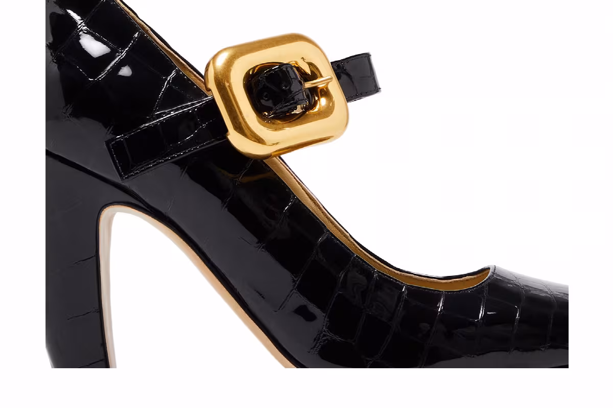 Bottega Veneta Women's Mostra Mary-Jane Heels Black, view 3