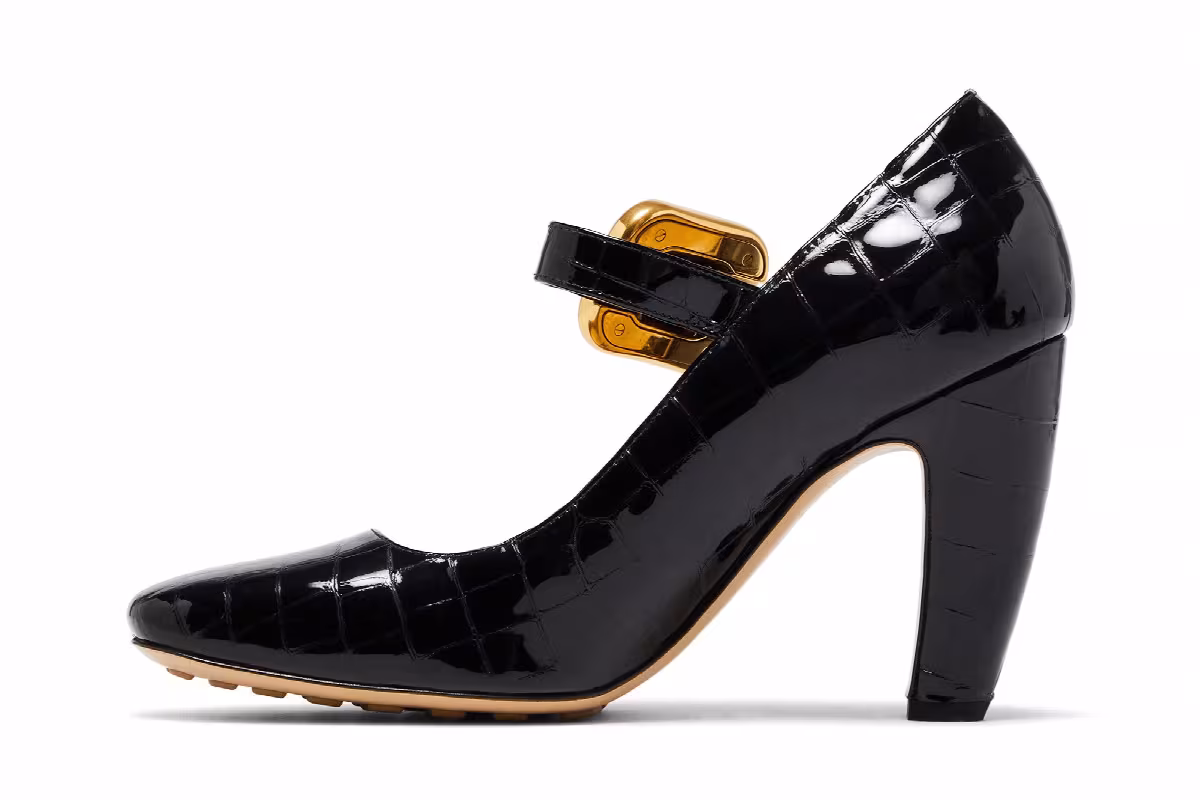 Bottega Veneta Women's Mostra Mary-Jane Heels Black, view 4