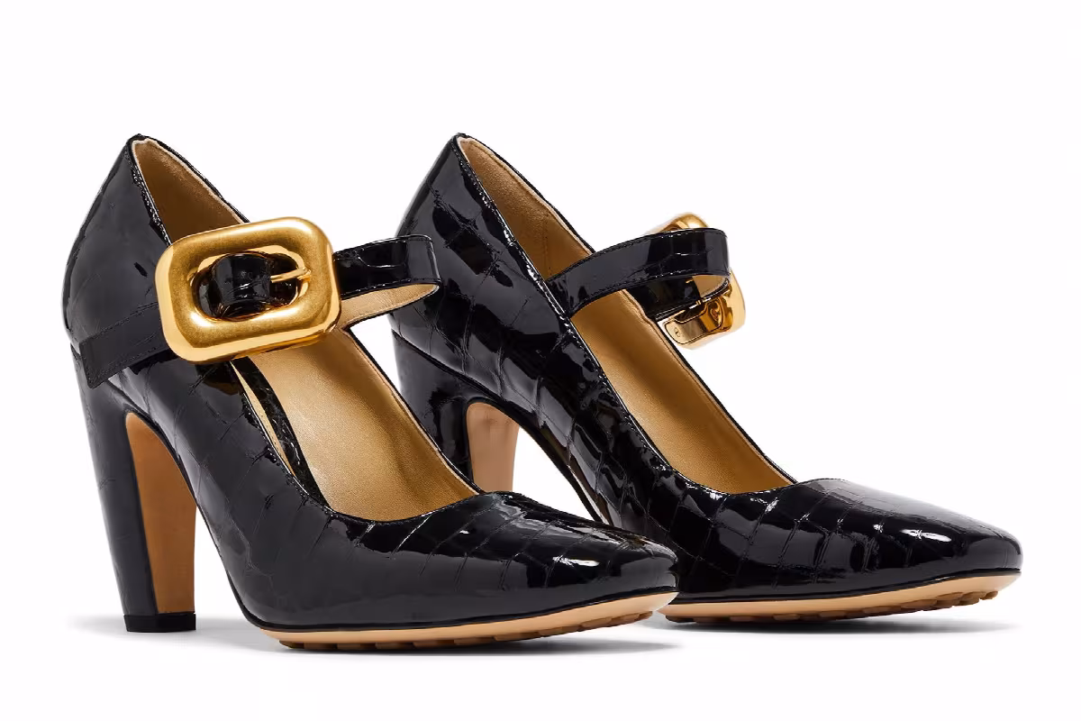 Bottega Veneta Women's Mostra Mary-Jane Heels Black, view 9