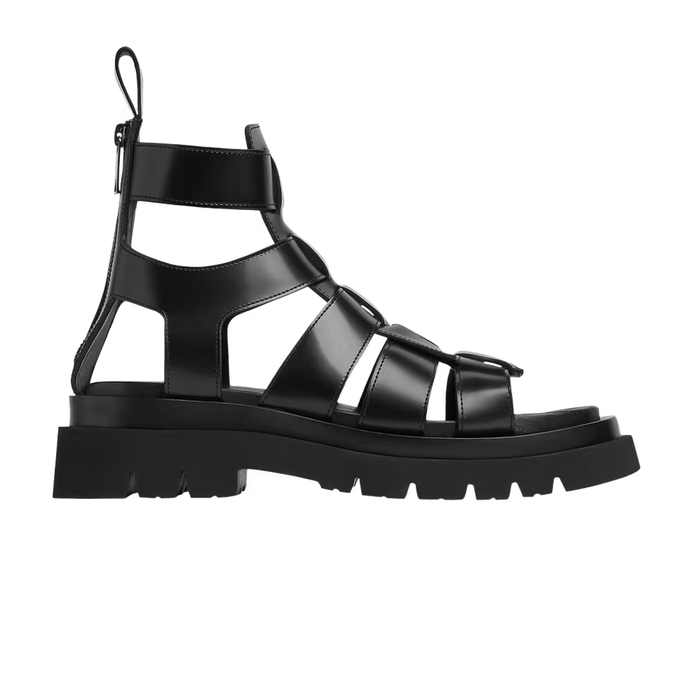 Bottega Veneta Women's Lug Flat Gladiator Sandal Black
