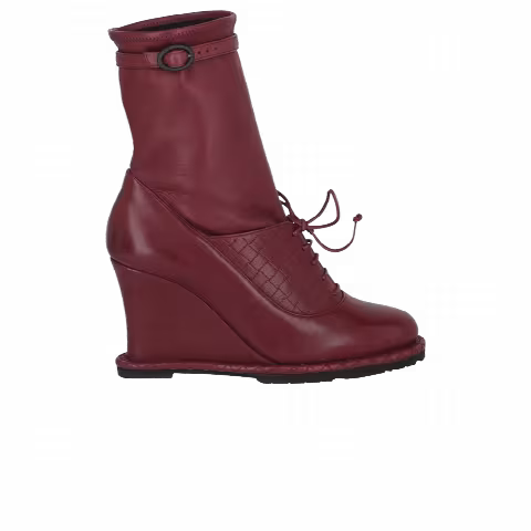 Bottega Veneta Wmns Leather Wedge Boot 'Barolo'