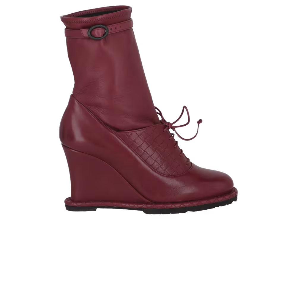 Bottega Veneta Women's Leather Wedge Boot Barolo