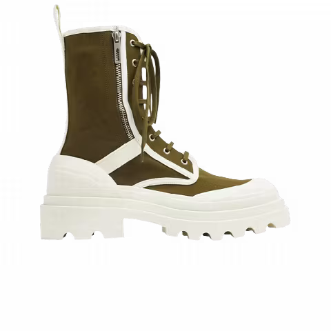 Bottega Veneta Canvas Combat Boot 'Olive White'