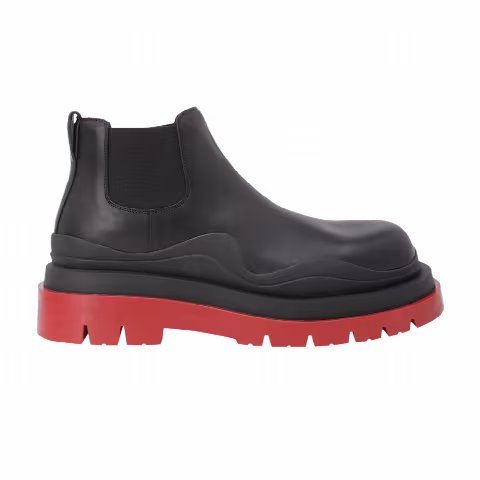 Bottega Veneta Tire Cropped Boot 'Black Red'